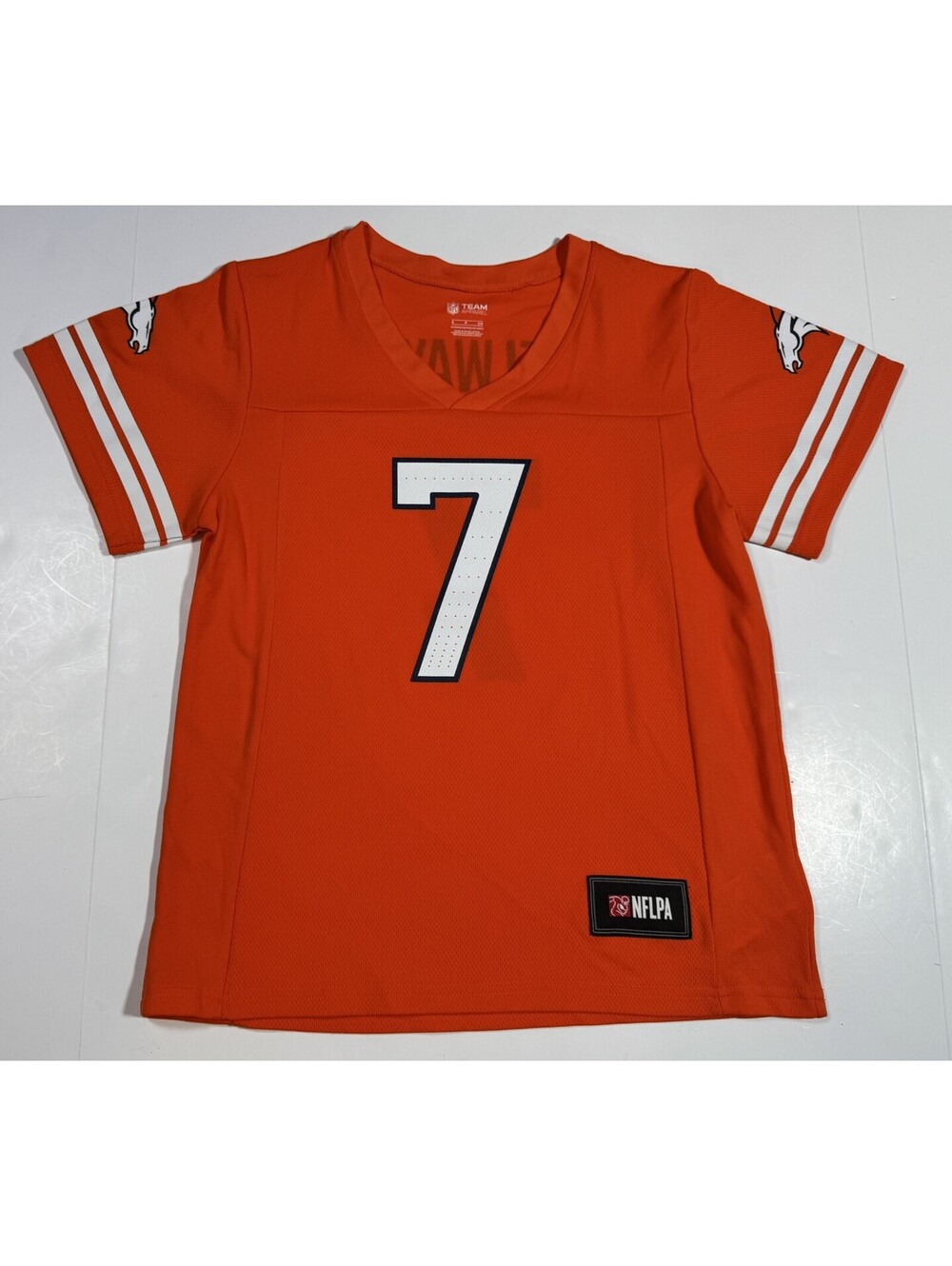 John Elway Denver Broncos NFL NFLPA Jersey Shirt Orange Womens S NEW